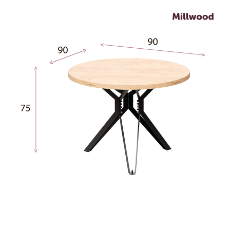 Стол Ванкувер (D900), ЛДСП Дуб золотой крафт / Металлокаркас Белый